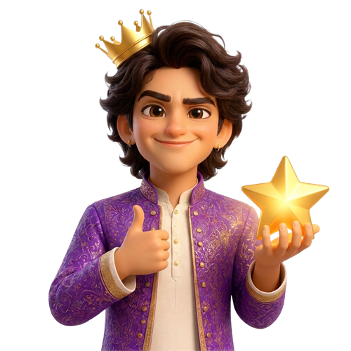 Pawa wearing a crown and holding a gold star