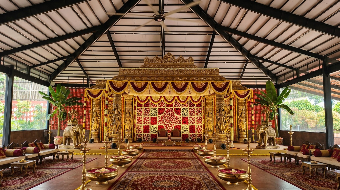 Royal Temple Mandap Setup at ARC Pyramid