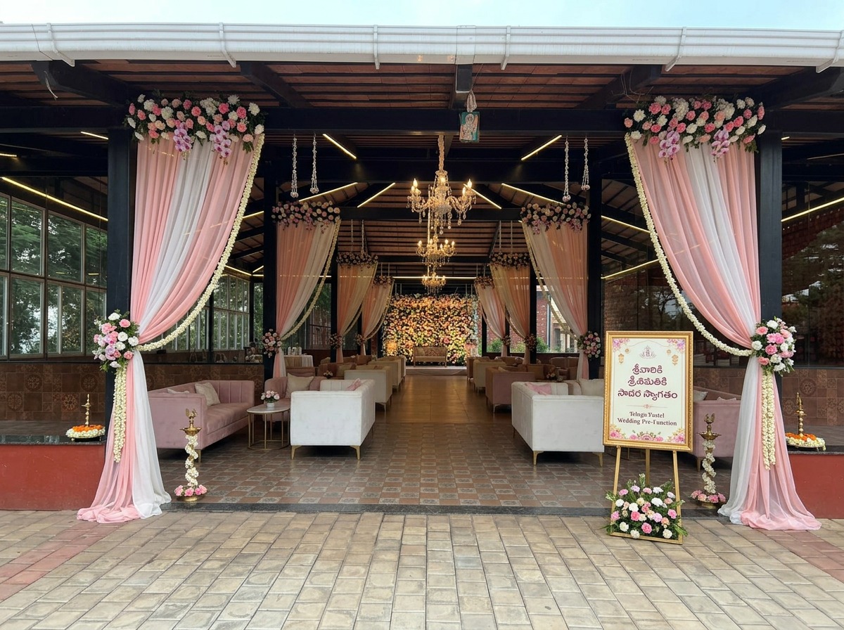 Pre-Function Hall Entrance with Welcome Board & Lounge Seating at ARC Pyramid