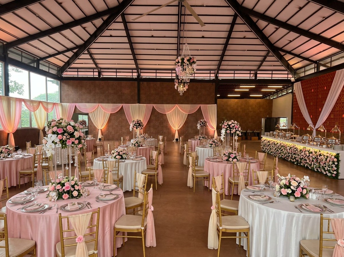 Pastel Pink & White Banquet Seating Layout at ARC Pyramid