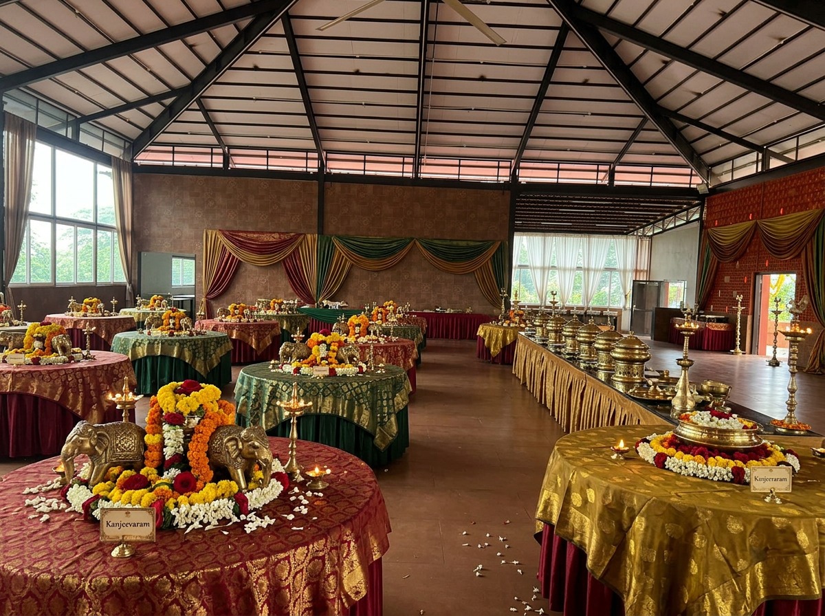 Kanjeevaram Silk Themed Dining Hall Layout at ARC Pyramid