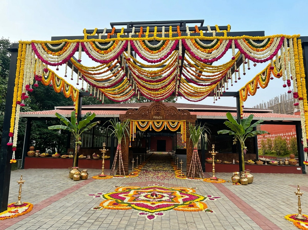 Grand Marigold Floral Entrance Canopy & Gateway at ARC Pyramid